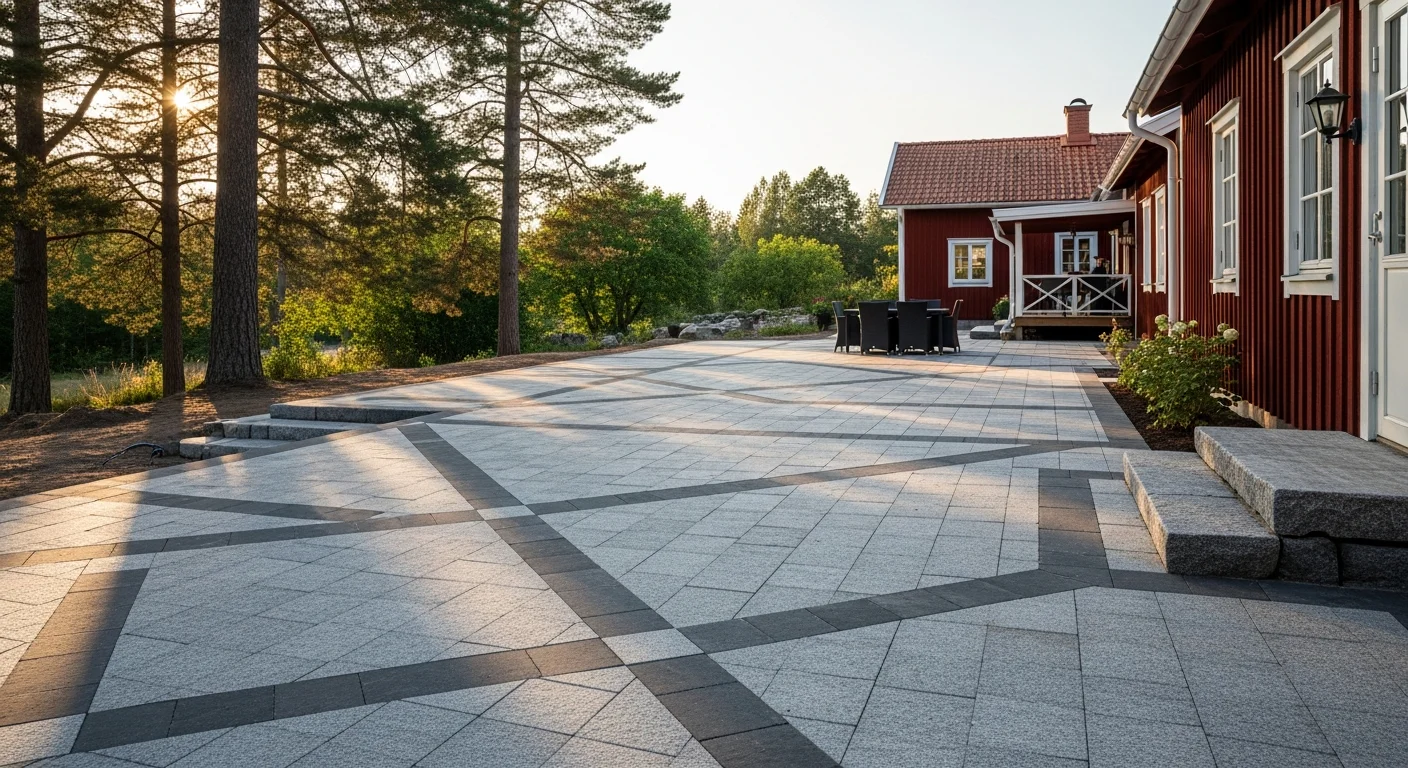Nylagd granituteplats — sten- och plattsättning av BME Härnösand